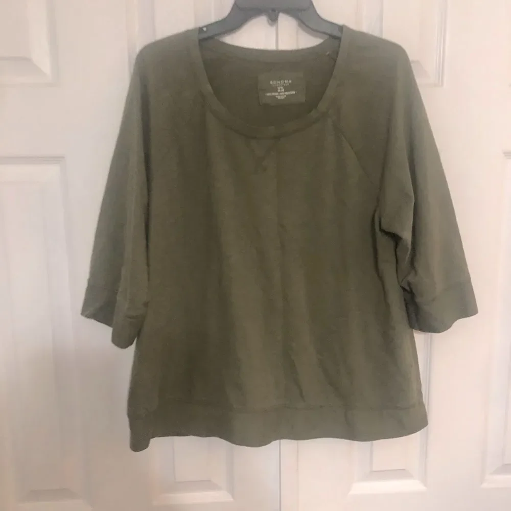 Sonoma Life & Style olive green 3/4 sleeve top size XL - Picture 1 of 2